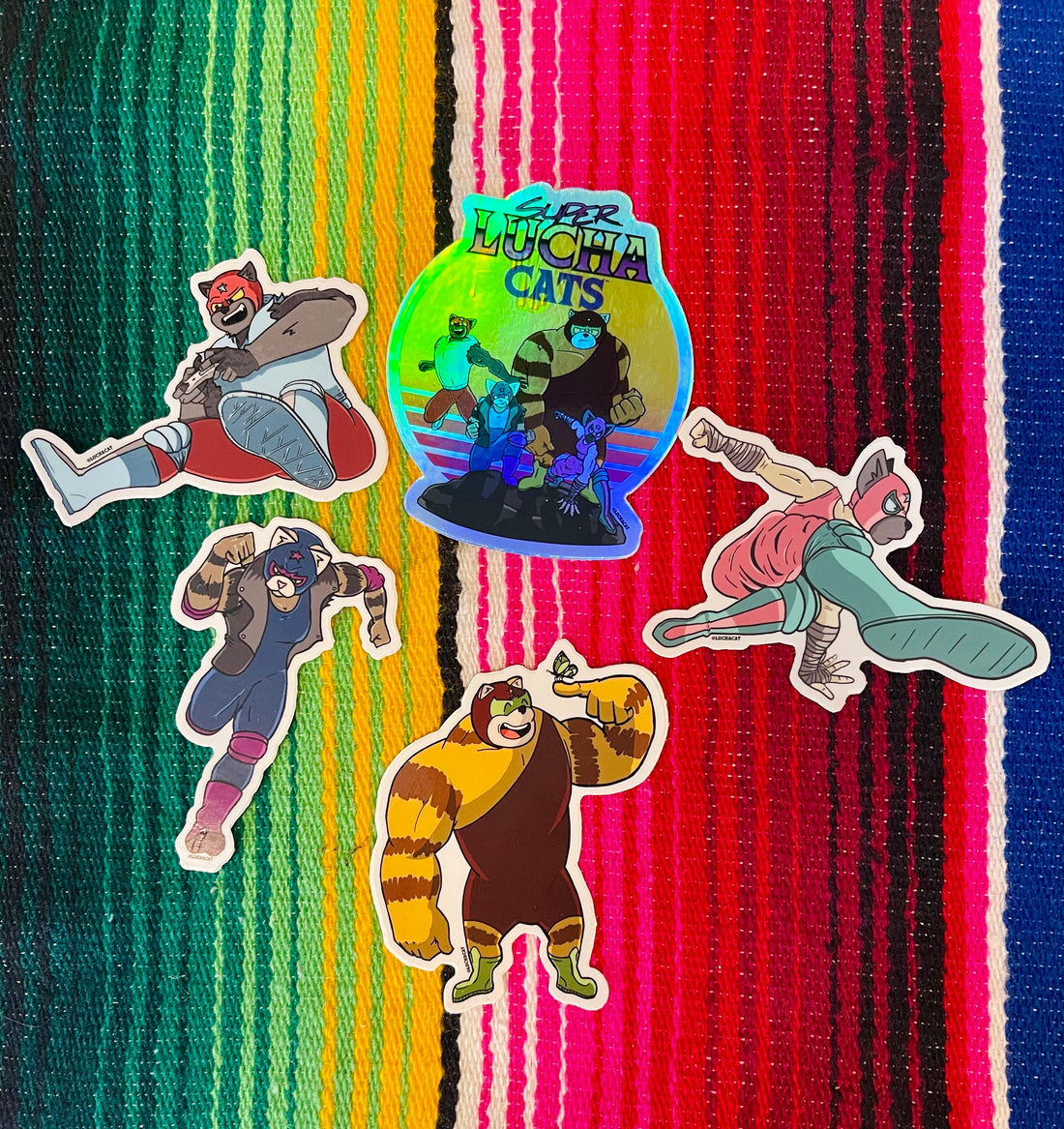 Super Lucha Cats Sticker Pack
