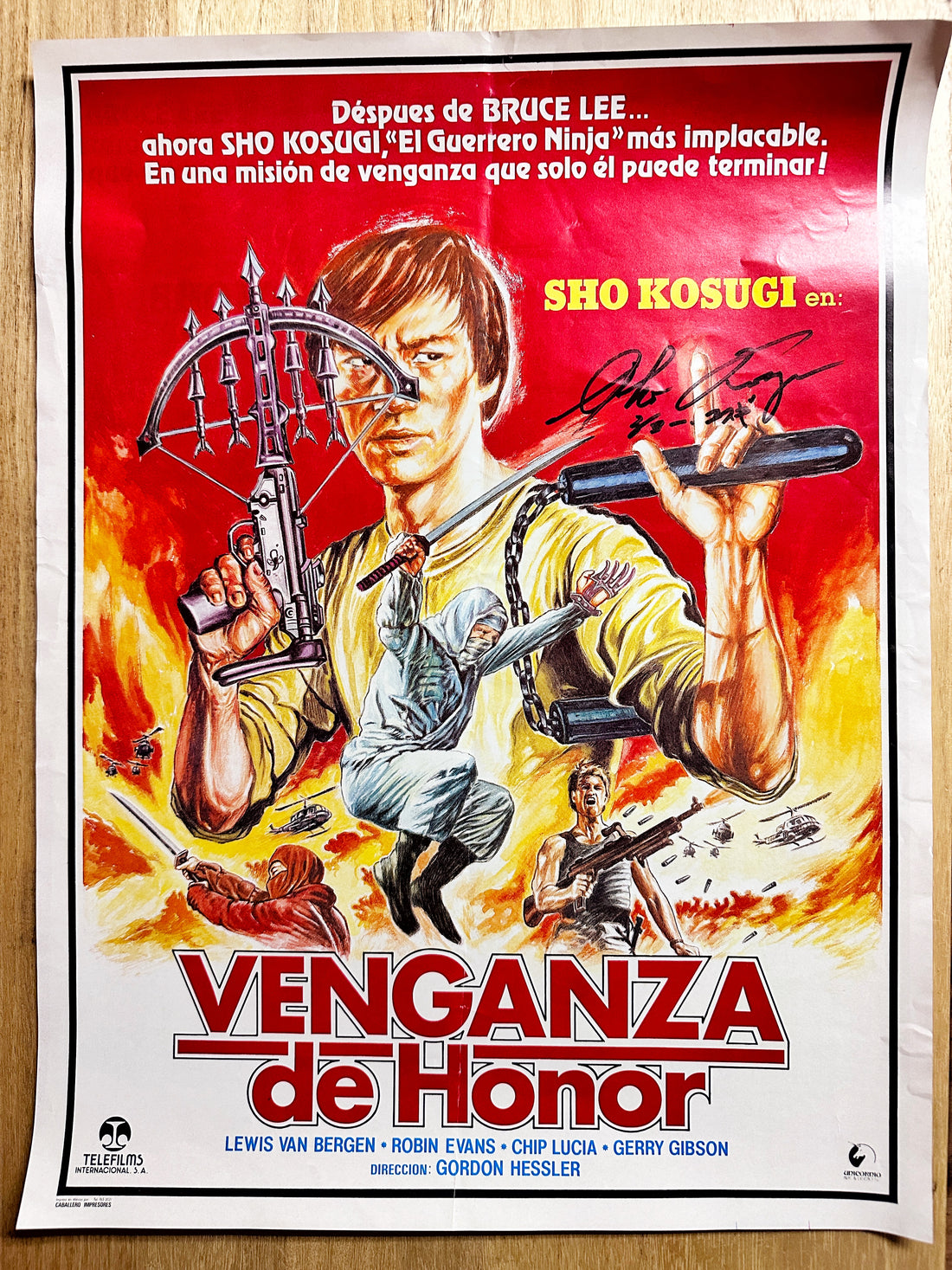 Sho Kosugi Autographed "RAGE OF HONOR" (1987) Original MEXICAN Theatrical poster.