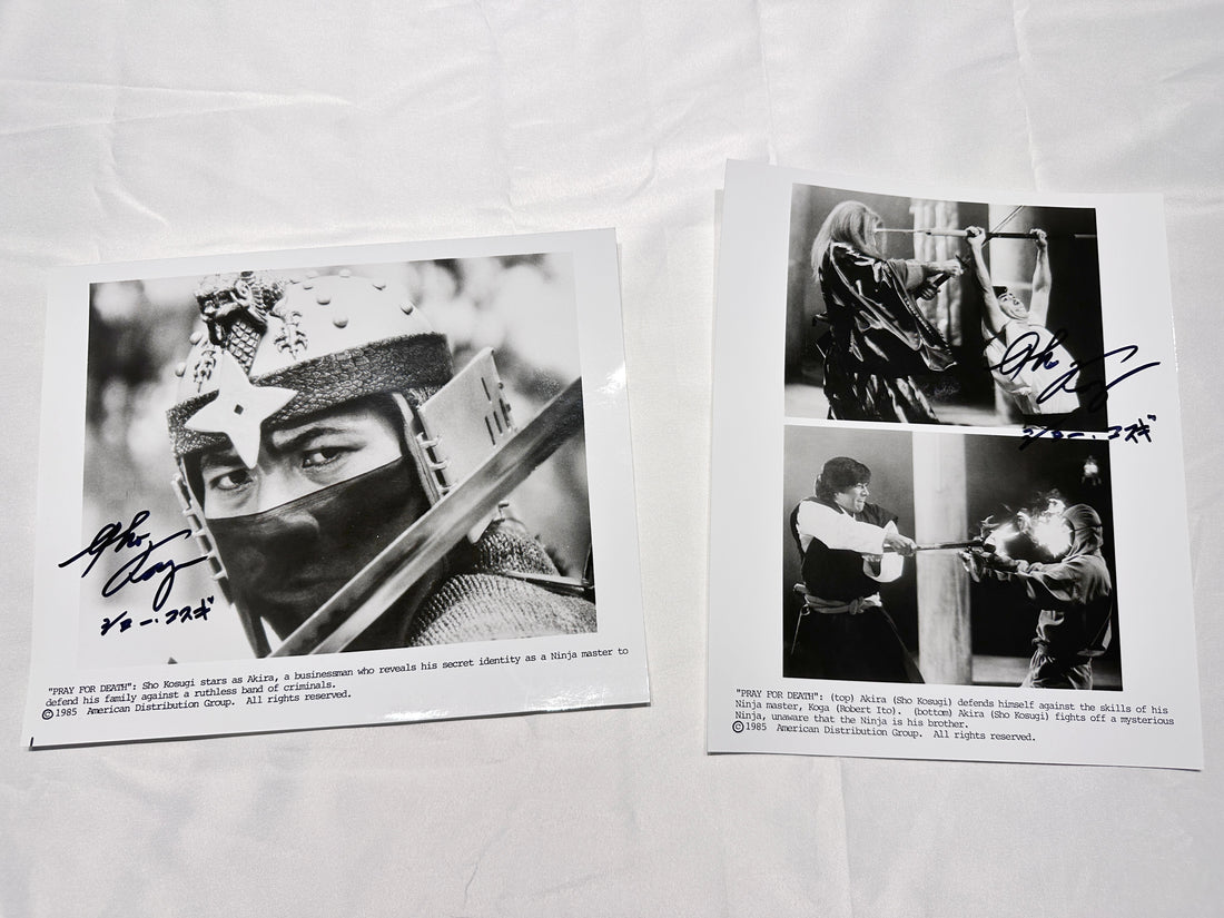Sho Kosugi Autographed "PRAY FOR DEATH" (1985) Original 8 X10 Promo photos SET OF 2