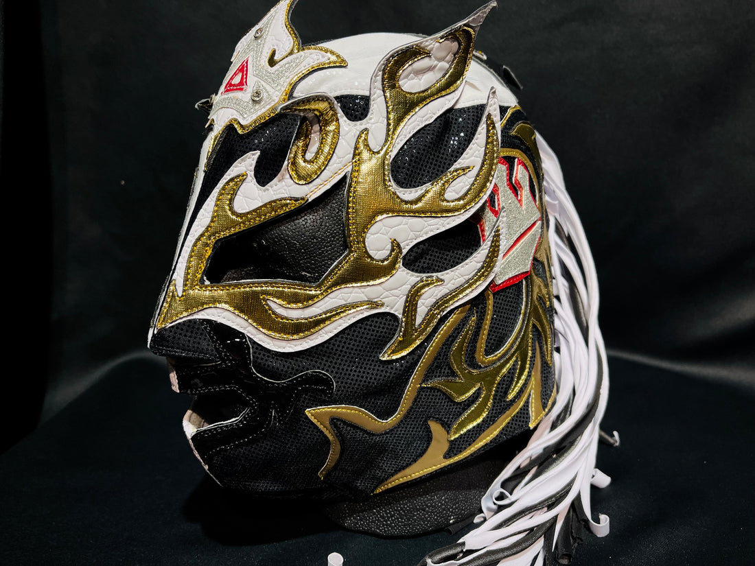 Rey Fenix - "BW Split" Entrance Worn Mask *AUTOGRAPHED*