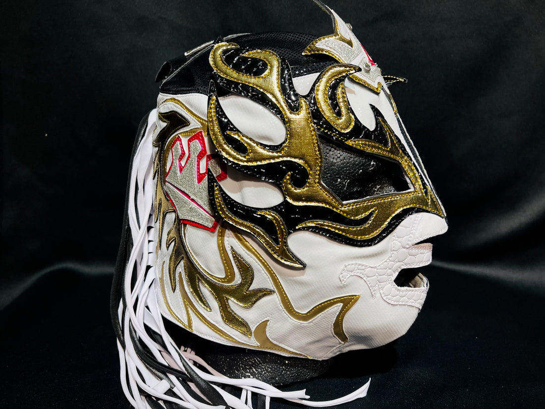 Rey Fenix - "BW Split" Entrance Worn Mask *AUTOGRAPHED*