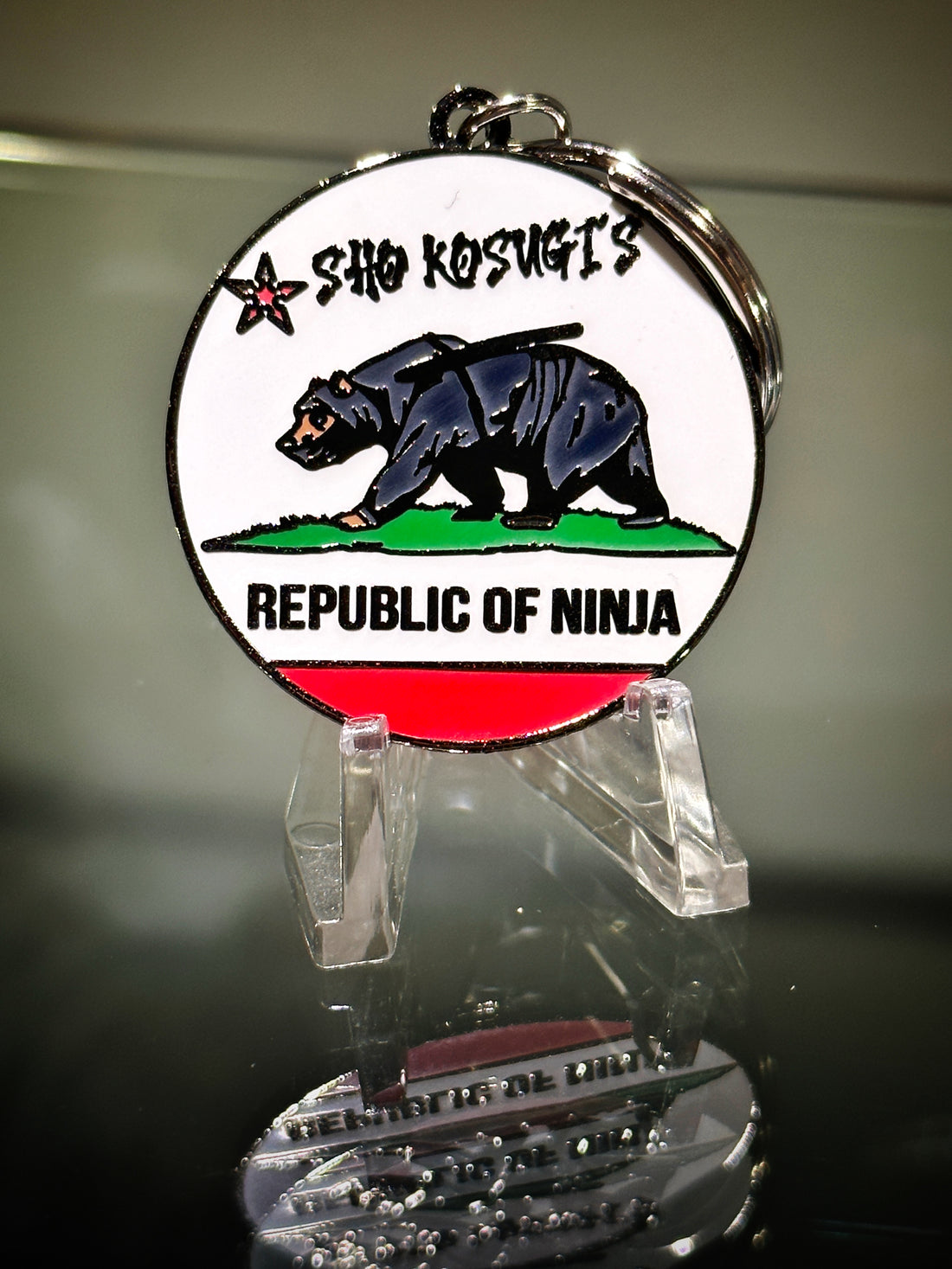 Sho Kosugi's Republic of Ninja metal enamel keychain