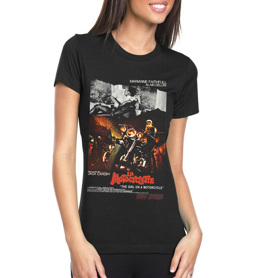 THE GIRL ON A MOTORCYCLE French Poster 650CC t-shirt