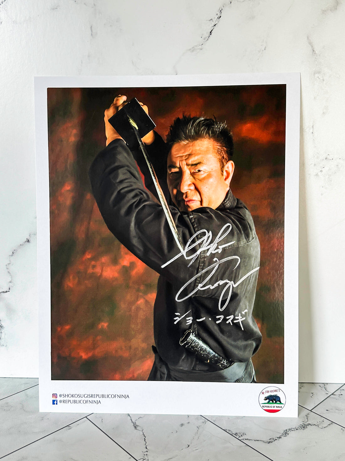 Sho Kosugi Autographed Red Sword 8.5 x 11 Poster
