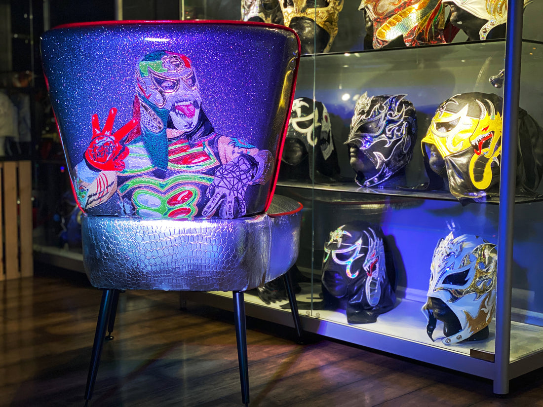 Custom Lucha Brothers chairs by Lori Herbst
