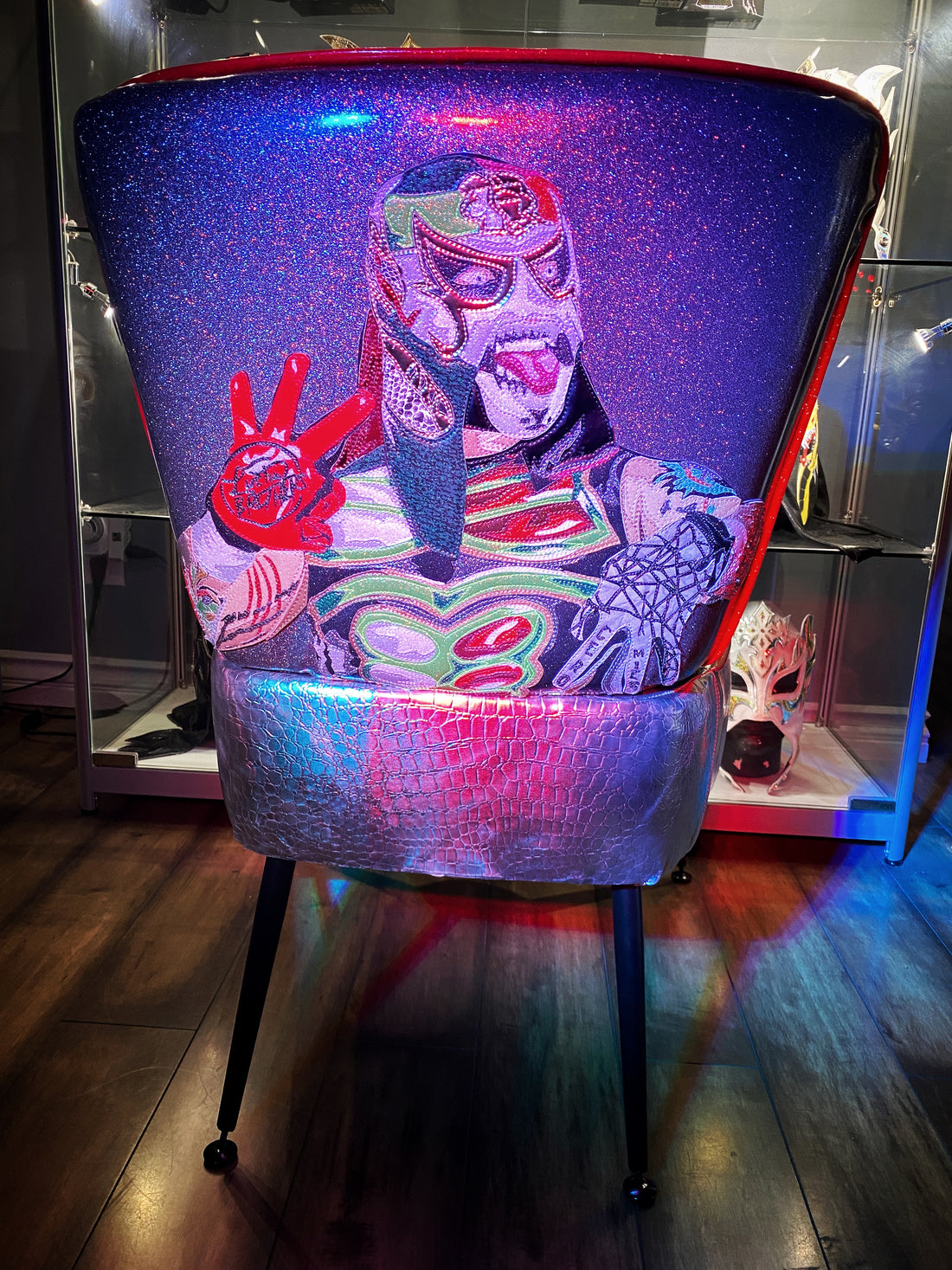 Custom Lucha Brothers chairs by Lori Herbst