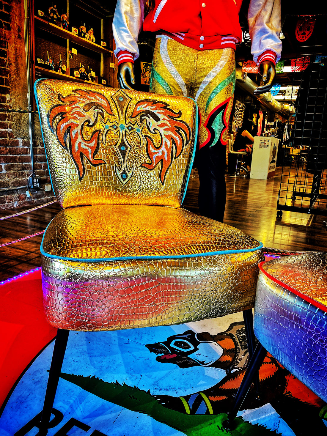 Custom Lucha Brothers chairs by Lori Herbst