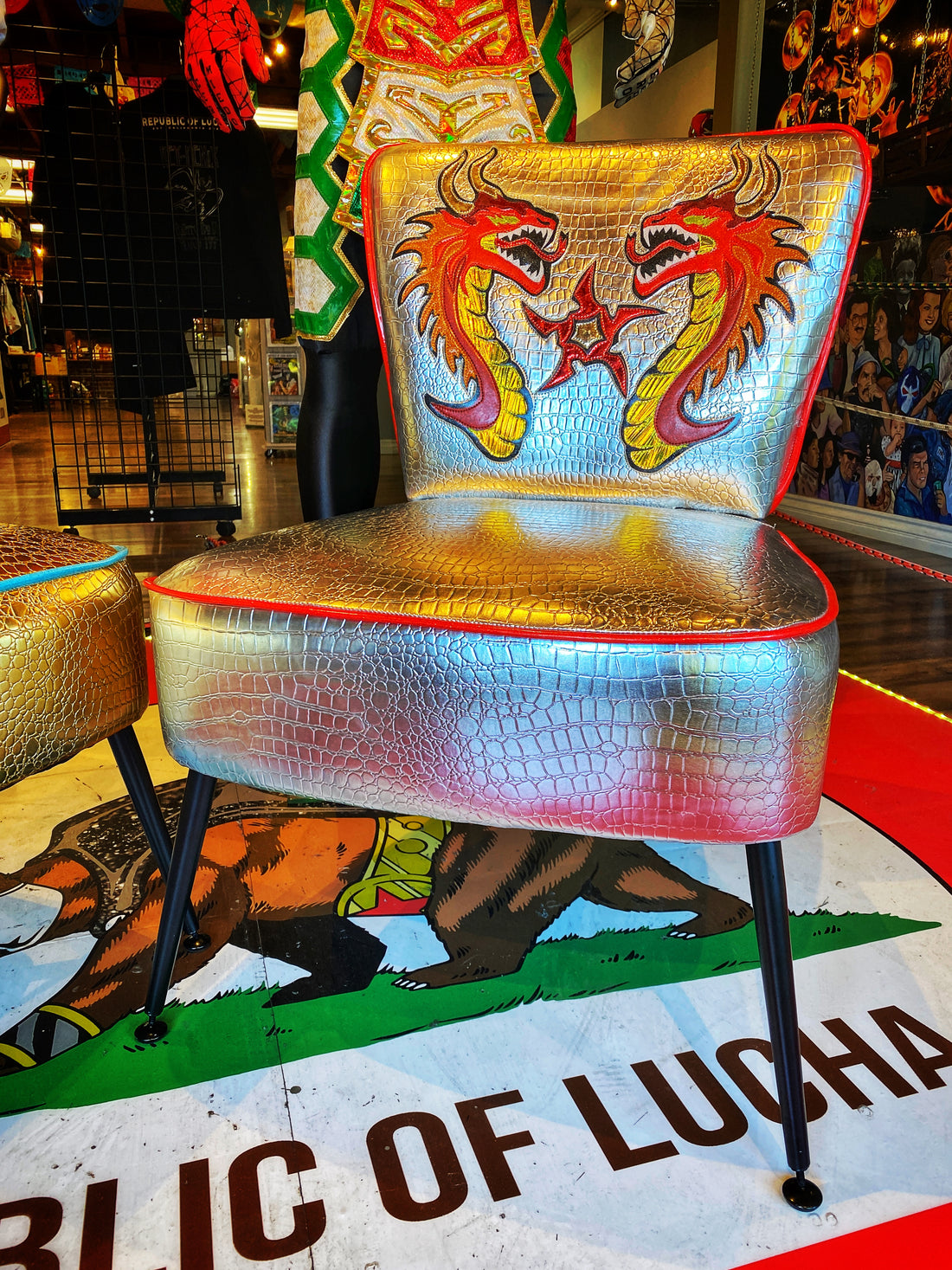 Custom Lucha Brothers chairs by Lori Herbst